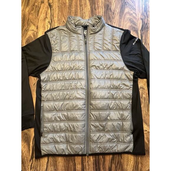 Straight Down Men's L Gray/Black Quilted Jacket Full Zip Pockets Golf Flint - Picture 1 of 11